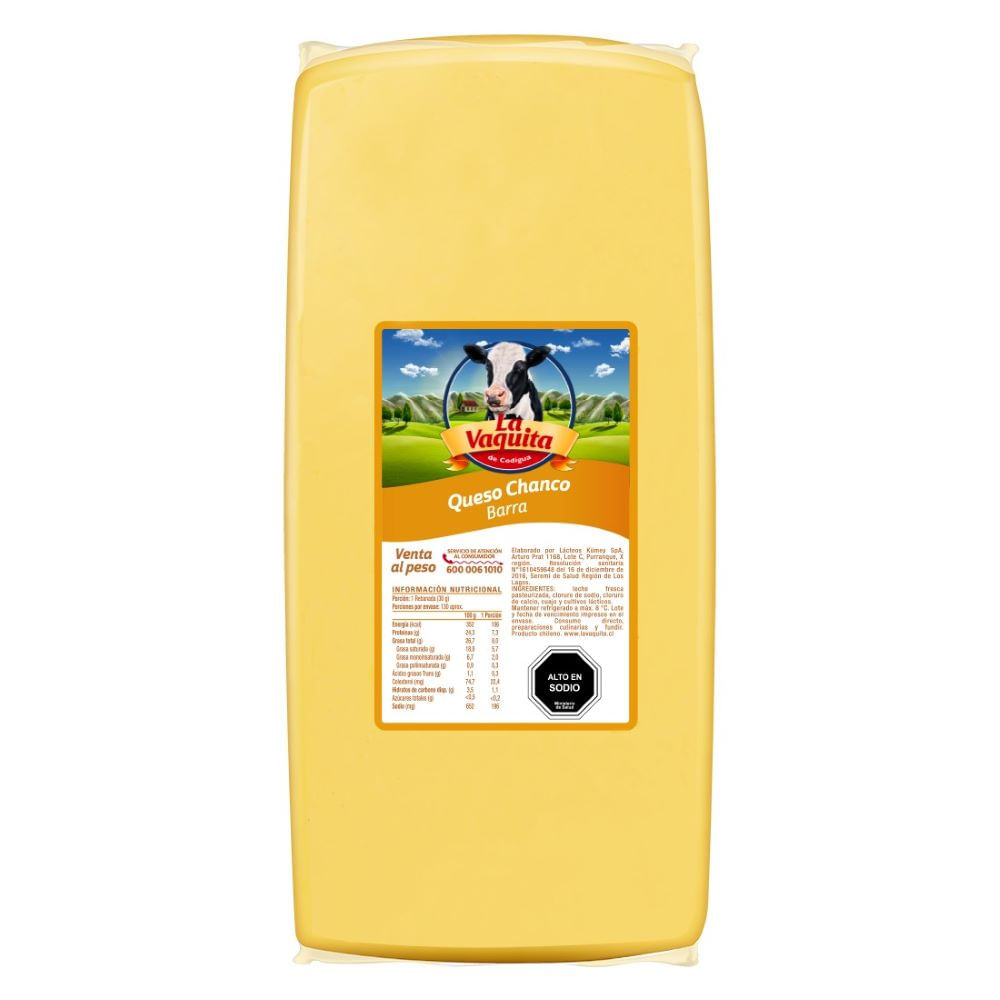 Queso chanco barra granel 4 Kg