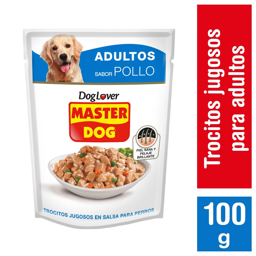 Alimento húmedo perro master dog trocitos jugosos de pollo
