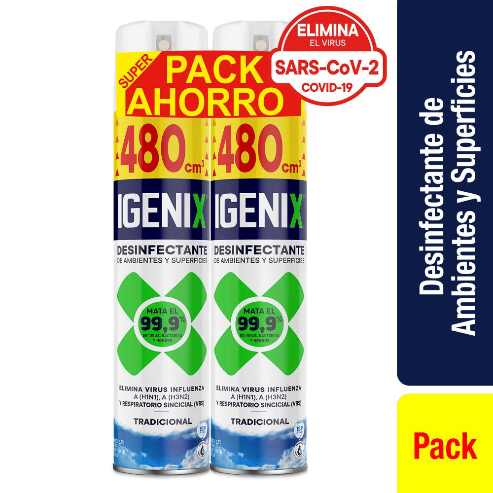 Pack desinfectante en aerosol tradicional 2 un de 480 ml
