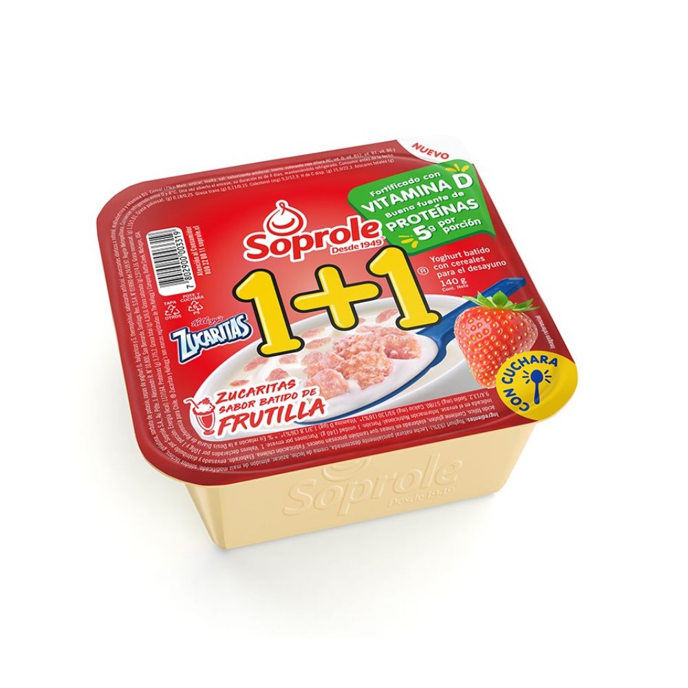Yoghurt con cereal 1+1 zucaritas frutilla