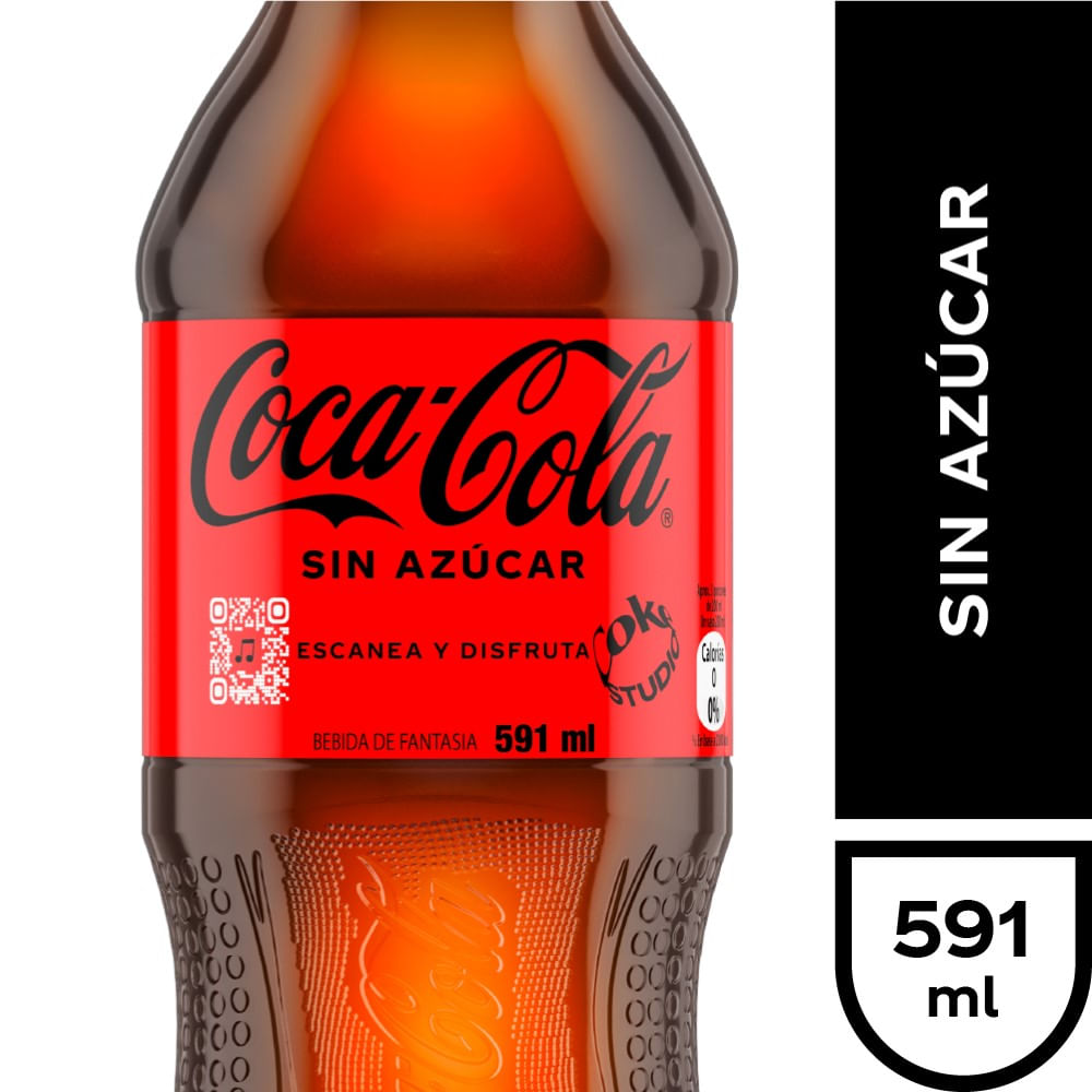 Bebida coca cola sin azúcar botella